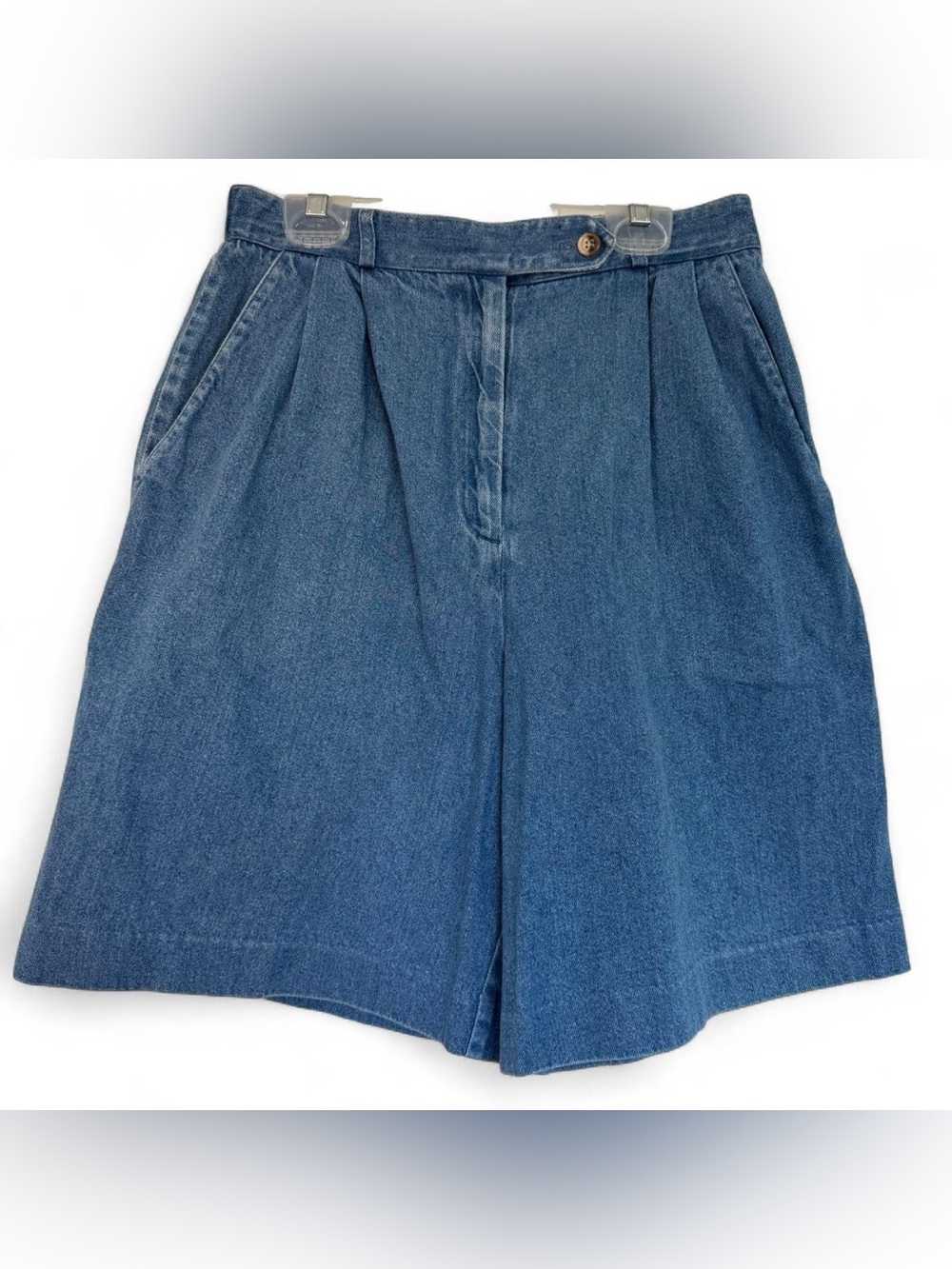 Talbots David Brooks Blue Denim Wide Leg High Waisted Shorts Size Small Cotton